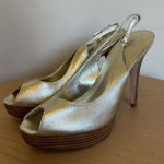 Cole Haan Gold Leather Sling Back Open Toe Platforms Sandal Size 9.5 B Photo 0