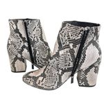 Bamboo  Vitality Snakeskin Ankle Boots Booties Black Gray 6.5 Chunky Animal Print Photo 3
