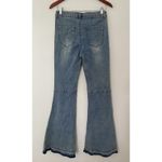 NWT Aaron and Amber Light Blue Flare Bell Bottom Jeans Raw Hem High Waist Sz M Size M Photo 1
