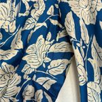 ZARA  Satin Blue and White Floral Long Sleeve Dress Photo 6