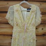 Mac Duggal 9207 Yellow Floral Embellished Flutter Sleeve Tiered Dress Photo 6