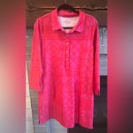 Vineyard Vines  Sankaty Bamboo Lattice Margo UPF Shirt Dress 3/4 Sleeve Pink XL Photo 8