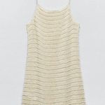 ZARA  NEW WITH TAGS crochet beaded Elegant Cream Knit Swim Cover-Up mini dress Photo 4