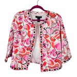 SilkLand Colorful Artsy Abstract Print Jacket PINK/BLACK/WHITE 3/4 Large Pink Photo 1