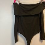 AFRM Bodysuit Black Ribbed Off Shoulder Long Sleeve Bodysuit Sz S EUC Photo 3