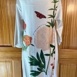H&M Wool Blend Floral Butterfly Boho Mini Dress 3/4 Length Sleeve Cream Size 6 Photo 5