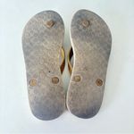 Coach  Flip Flop Sandals Tan Women’s Size 5/6 Signature Gold Bow Photo 8