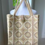 Vintage White Neutrals Handmade Bargello Needlepoint Lined Square Tote Bag Purse Tan Photo 12