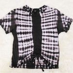 MONROW Cropped Tie Dye Babydoll Tee Short Sleeve Drawstring Gray Size XS New Photo 4