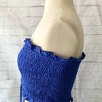 Boutique Blue Lace-Up Top Photo 4