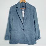 Drew  Anthropologie NWT Linen Blend Chambray Blue One Button Blazer Size S Photo 2