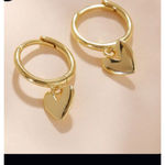 Boutique Heart Huggie Hoop Earrings | Yellow‎ Gold Plated Sterling Silver Photo 9
