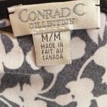 Vintage Black White Floral Jersey Fit Flare Dress M Conrad C Size M Photo 5