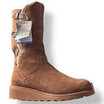 Bearpaw Elle Tall Buckle Suede Shearling Winter Boots Size 7 New Warm Outdoor Tan Photo 0