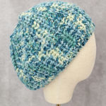Blue Cable Knit Y2K Vintage Hippy Cottage Boho Beret Bucket Beanie Cap Hat Photo 0