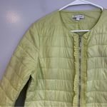 Patty Kim Quilted Lightweight Zip Up Ruffle Jacket Yellow/Green Size 8 Yellow Photo 4