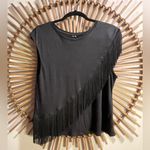 Anthropologie Chic Black Fringe Top Size M π€ Photo 4