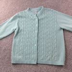 Haband Vintage Light Green Cable Knit Cardigan Sweater Womens Medium Acrylic Photo 6