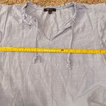 Frye Light Blue Ruffled Top Tie Front Boho Blouse Relaxed Flowy Tassels V-neck Photo 7