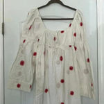 Free People NEW  Emory Embroidered Cotton-Linen Blend Midi Dress Ivory NWOT Sz S Photo 5