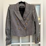 White House | Black Market WHBM Linen Military Charcoal Blazer Jacket Size 6 Small Photo 1
