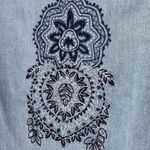 Westport Womens Split Neck Boho Embroidered Chambray Denim Tunic Dress Size 14 Photo 6