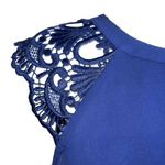 EXPRESS  Navy Crochet Flutter Sleeve Top O'Ring Tie Open  Back NWOT  Small‎ Photo 2