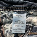 Silver Jeans Blue Straight Leg Suki Mid Rise Capri Pants SZ W27 Distressed Denim Photo 14
