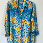 Jams World  XL Sunflower‎ Print Button Up Rayon Shirt Women's 3/4 Sleeve Boho Photo 0