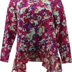 LOGO By Lori Goldstein LOGO Lounge by Lori Goldstein Crushed Berry French Terry Printed Top 1X A452079 Photo 0