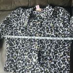 Ruby Rd . Black and yellow leopard cheetah print collared button up blouse Photo 6