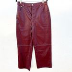 Free People The It Factor Pants High Rise Straight Wide Leg, Red/burgundy Photo 3