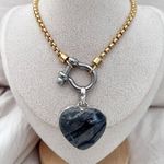 18K Gold Plated Carabiner Screw Lock Necklace Stainless Steel Womens Jewelry Photo 3