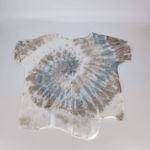 Valentina Naldi Italy 100% Linen Tunic Top Silk Hem Tie Dye Beige Gray Photo 3