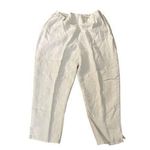 Flax  Linen Flat Front High Rise Ankle Pants Soft Cream Womens Size Large Photo 0