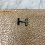 H by Halston Leather Gold Champagne Square Zip Around Wallet Photo 1