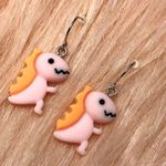 Kawaii Pink and Orange Dinosaur Earrings Photo 0