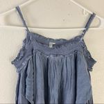 Andree Blue boho style cold shoulder lace sleeve relaxed fit blouse Size Large Photo 7