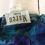 Vintage 90s Blue Watercolor Abstract Blazer Open Jacket Maren Petite Teal Purple Photo 2