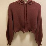 Lovers + Friends Dion Distressed Knit Hoodie In Umber Brown Size M Photo 3