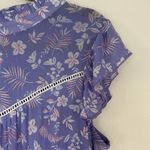 Luna Purple Floral High Neck Flowy Ruffle Dress L Photo 3