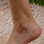 5pc Set Elegant Lucky Clover Necklace,Bracelet, Bangle, Ring, Anklet Jewelry Gold Photo 8