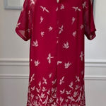 Rising International Red Shift Dress Chiffon Bird Print XL Photo 0