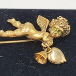 Vintage Coat Pins Lot of 3 Angel Cherub Cupid and FloralGold Tone Rhinestones Photo 10