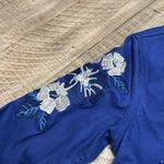 LuLaRoe Kenny Blue Jean Jacket XS Embroidered Flowers Stretch Denim EUC Photo 4