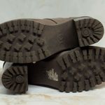 UGG Fern Waterproof Taupe Suede Moto Heeled Buckle Boots Women's 7 Combat Rugged Photo 7