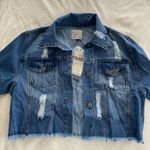 Love Tree Cropped Distressed Denim Jacket Photo 0