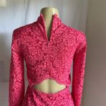 H&M Women's Pink Floral Lace Cutout Short Dress - Long Sleeve Coquette Size 6 Photo 9