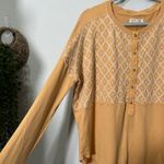 Free People  Granolagirl Cottagecore Spirit Tee Gold Mustard Medium Stitchwork Photo 5