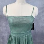 Pretty Little Thing Glitter Dress Womens US 4 Pleated Emerald Green Skater Glam Photo 1